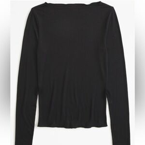 Abercrombie slash top ribbed long sleeve xs black